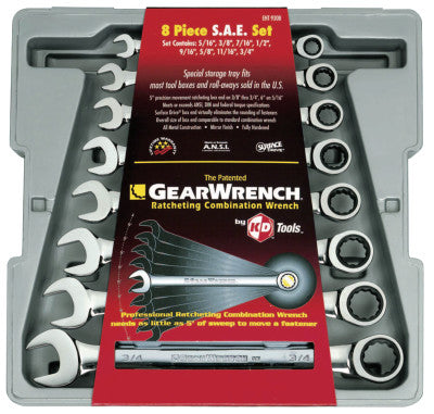 8 Pc. Combination Ratcheting Wrench Sets, Inch