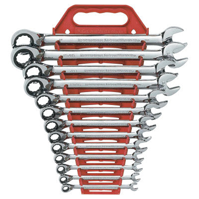 13 Pc Reversible Combination Ratcheting Wrench Sets, 12 Point, SAE