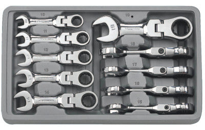 10 Pc. Stubby Flex Combination Ratcheting Wrench Sets, Metric