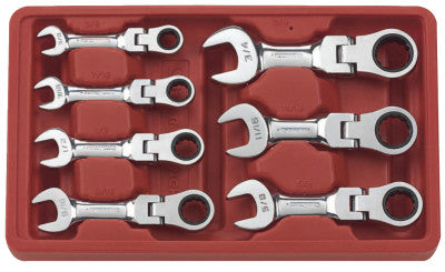 7 Pc. Stubby Flex Combination Ratcheting Wrench Sets, Inch
