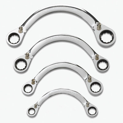 4 Pc. 12 Point Half Moon Reversible Double Box Ratcheting SAE Wrench Sets
