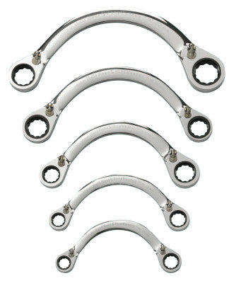 5 Pc. Half Moon Reversible Double Box Ratcheting Wrench Sets, Metric