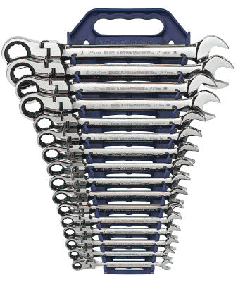 16 Pc. Flexible Combination Ratcheting Wrench Sets, Metric
