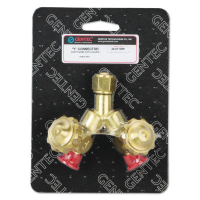 CGA Adapters and Valves, "Y" Connection, 200 PSI, Brass, 9/16 in - 18