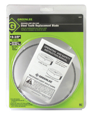 Steel-Toothed Recessed Light Hole Saw Replacement Blade, 6 3/8 in Dia.