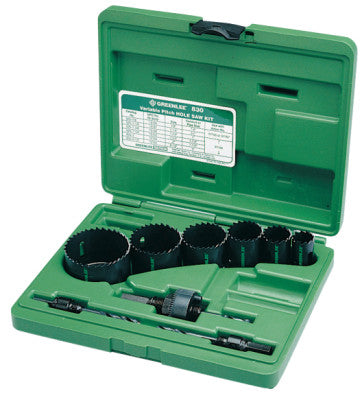 Bi-Metal Hole Saw Kits, 9-Piece, 7/8 in-2 1/2 in Cut Diam.