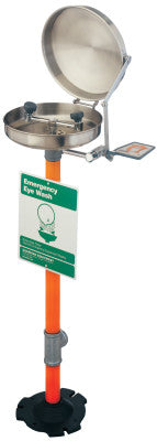 Pedestal Mounted Eye Washes, 11 1/2 in, Stainless Steel with Cover