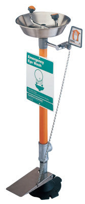 Pedestal Mounted Eye Washes, 11 1/2 in, Stainless Steel, 2 Head