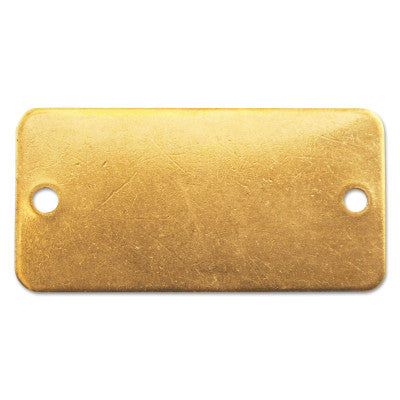 Brass Tags, 18 gauge, 3 in x 1 in, 1/8 in Holes, Rounded Rectangle