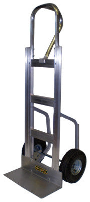 Aluminum Hand Truck, 600lb Cap., 8 x18" Base Plate, Vertical Loop, 10X4 Wheel