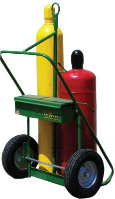 400 Series Carts, Holds 2 Cylinders, 9.5"-12.5" dia., 16" Pneum.Wheels, 62" H