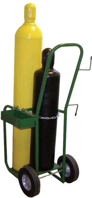 Industrial Series Carts, Holds 2 Cylinders, 10 in Semi-Pneumatic Wheels