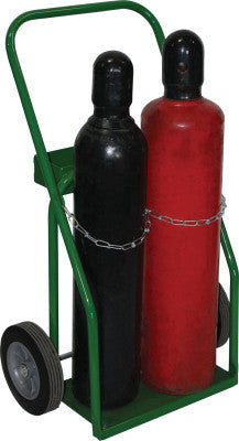 Small & Medium Cylinder Carts, Holds 2 Cylinders, 8 in Semi-Pneumatic Wheels