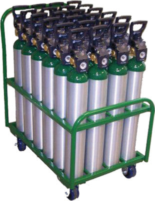 Medical Series Carts, Holds 24 D or E Cylinders, Polyurethane Wheels