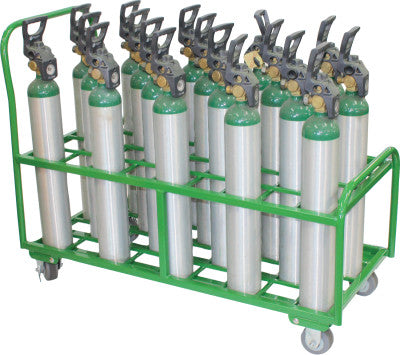 Medical Series Carts, Holds 36 D or E Cylinders, Polyurethane Wheels