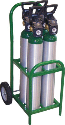 Medical Series Carts, Holds 4 D/E Cylinders, 8" Semi-Pneumatic, Steel Wheels