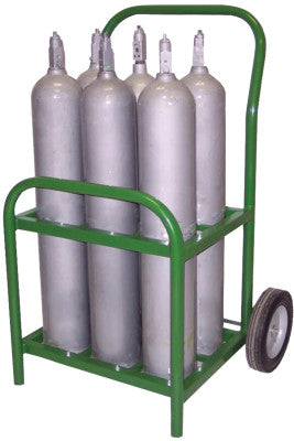 Medical Series Carts, Holds 6 D or E Cylinders, 8 in Semi-Pneumatic Wheels