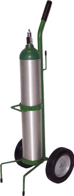 Medical Series Carts, Holds D or E Cylinder, 8 in Semi-Pneumatic, Steel Wheels