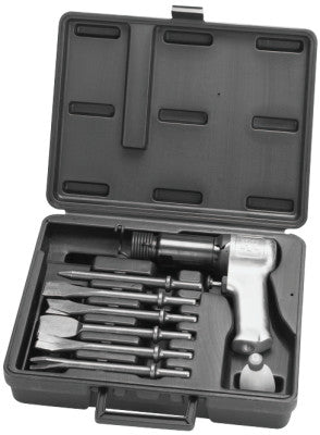 Air Hammer Kit, Super Duty, 3 1/2 in Stroke L, 2,000 blows/min, w/6 Chisels/Case