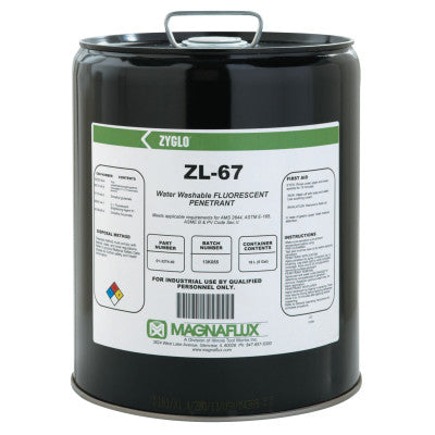 Zyglo ZL-67 Water Washable Fluorescent Penetrants, Liquid, Pail, 5 gal