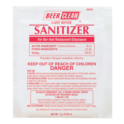 Beer Clean Last Rinse Glass Sanitizer, Powder, .25oz Packet