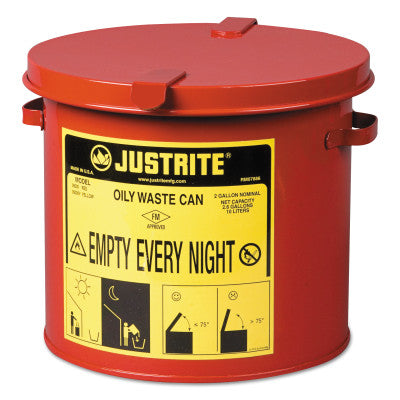 Red Oily Waste Cans, Counter Top, 2 gal, Red