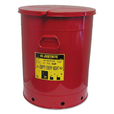 Red Oily Waste Cans, Hand Operated Cover, 21 gal, Red