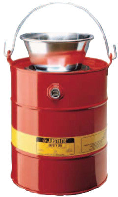 Drain Cans, Flammable Waste Can, 3 gal, Red, Funnel