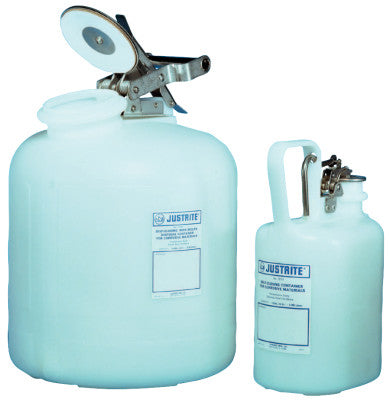 Self-Close Corrosive Containers for Laboratories, Hazardous Liquid, 5 gal, White