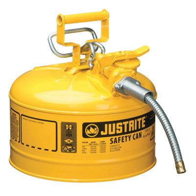 Type II AccuFlow Safety Cans, Flammables, 2 1/2 gal, Yellow