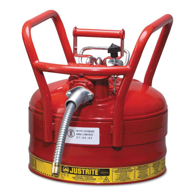 Type II AccuFlow DOT Safety Cans, Flammables, 2 1/2 gal, Red