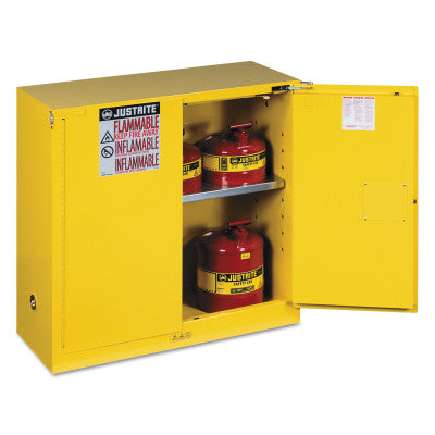 Yellow Safety Cabinets for Flammables, Self-Closing Cabinet, 30 Gallon, 2 Doors