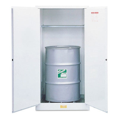 White Drum Cabinets for Flammable Waste, Manual-Closing, 1 Vertical 55 gal. Drum