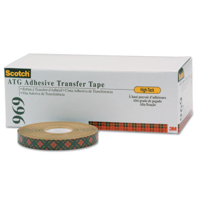 Scotch A.T.G. Adhesive Transfer Tape 969, 3/4 in x 18 yd, 5 mil, Clear