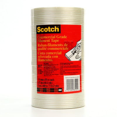 Scotch Commercial Grade Filament Tapes, 55 mm x 55 m, 6 mil, Clear