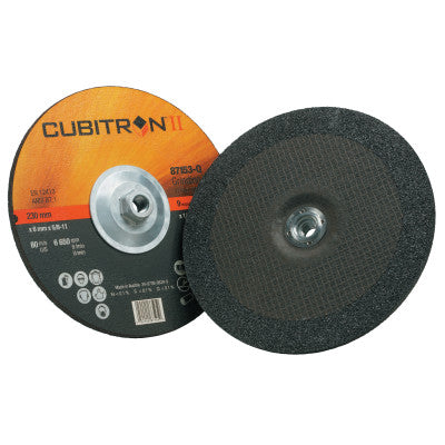 Cubitron II Depressed Center Grinding Wheel, 9 in, 1/4 in Thick, 5/8-11 Arbor