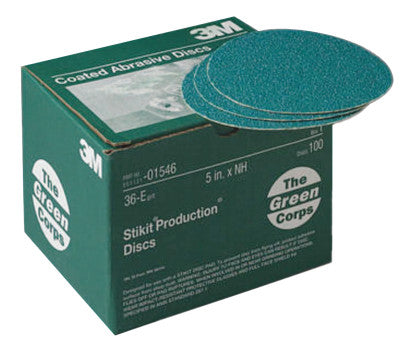 Green Corps Stikit Production Discs, Aluminum Oxide, 5 in Dia., 36 Grit