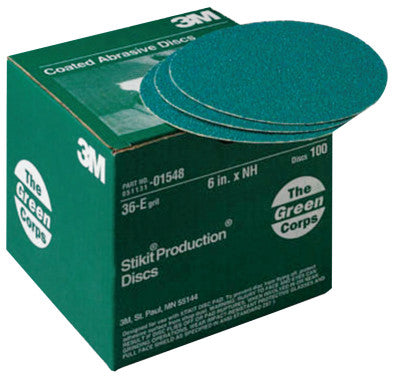 Green Corps Stikit Production Discs, Aluminum Oxide, 6 in Dia., 36 Grit