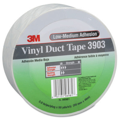 Vinyl Duct Tape 3903, White, 2 in x 50 yd x 6.5 mil