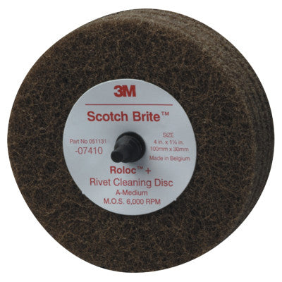 Scotch-Brite Rivet Cleaning Discs, Aluminum Oxide, 4 in Dia x 1.25 in Thick
