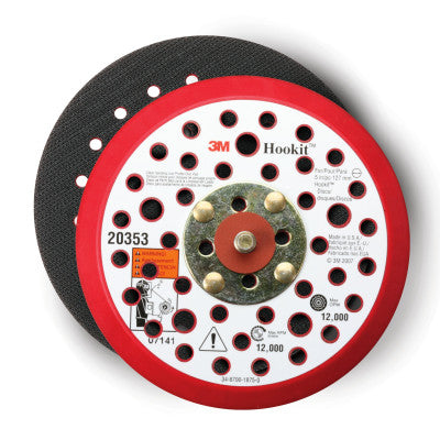 Hookit Low Profile Disc Pads, 5 in Dia, Coarse, Black/Red
