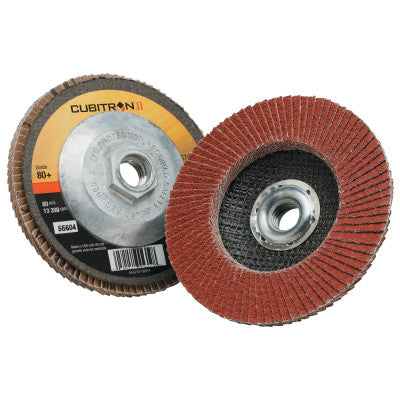 Cubitron II Flap Disc 967A, 4 1/2 in, 80 Grit,  Arbor, 13,300 rpm