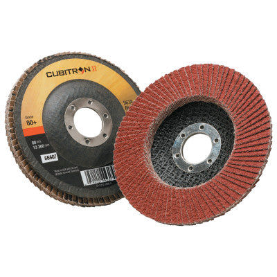 Cubitron II Flap Disc 967A, 4 1/2 in, 80 Grit, 7/8 in Arbor, 13,300 rpm, Type 27