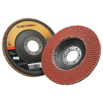 Cubitron II Flap Disc 967A, 4 1/2 in, 80 Grit, 7/8 in Arbor, 13,300 rpm, Type 29