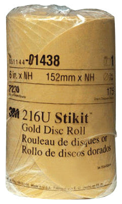 Stikit Gold Disc Rolls 216U, Aluminum Oxide, 6 in Dia., 220 Grit