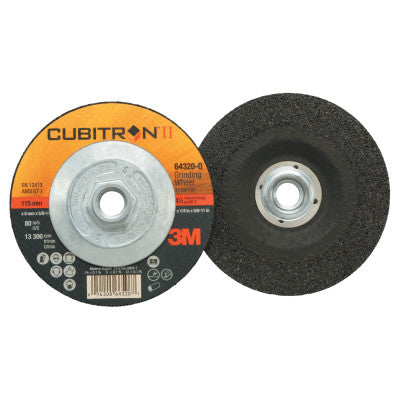 Cubitron II Depressed Center Grinding Wheel, 4 1/2", 1/4" Thick, 5/8-11 Arbor