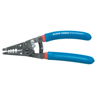 Klein-Kurve Wire Strippers/Cutters, 6-12 AWG Stranded Wire, Blue/Red