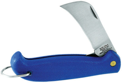 Slitting Pocket Knives, 4 3/8", Stainless Steel Blade, Plastic, Blue