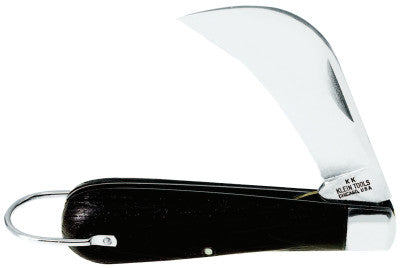 Electrician's Pocket Knife, 2 5/8", High Carbon Blade, Woodgrain Plastic, Black