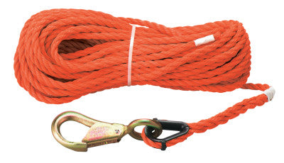 Hooked Hand Lines, 250 lb Cap., 75 ft, Polypropylene, Orange